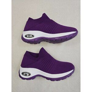 NEW STQ Womens Size 6.5 Slip-On Knit Walking Shoes Sneakers Purple